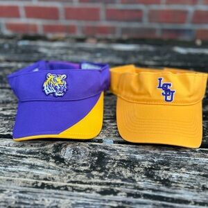 Pair (2) of LSU Tigers Embroidered NCAA Officially Licensed Purple Gold Visors